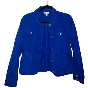 Charter Club Womens Bright Blue Denim Jacket Size Small Cotton Blend
